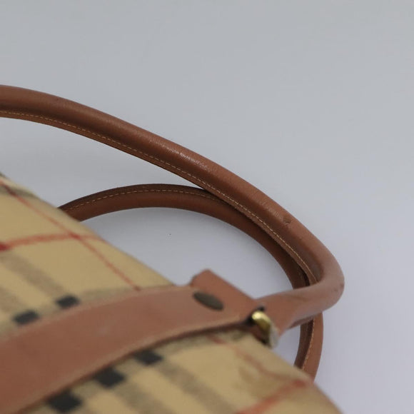 Burberrys Nova Check Boston Bag PVC Beige Auth hk2346