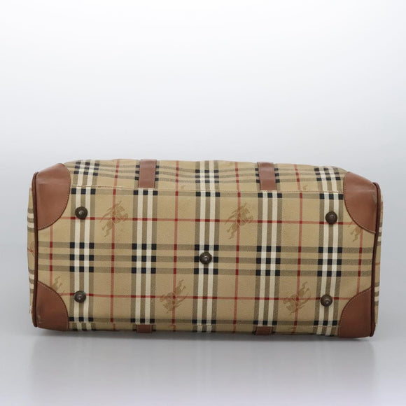 Burberrys Nova Check Boston Bag PVC Beige Auth hk2346