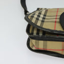 Burberrys Nova Check Shoulder Bag Canvas Leather Beige Black Auth hk2348-14