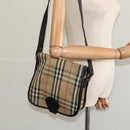 Burberrys Nova Check Shoulder Bag Canvas Leather Beige Black Auth hk2348-20