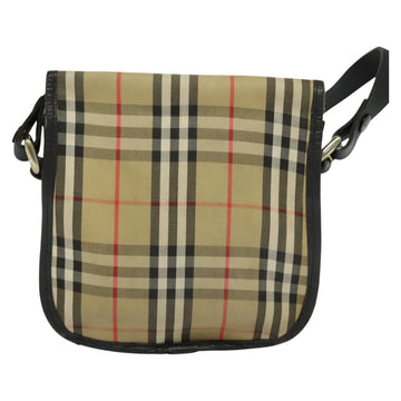 Burberrys Nova Check Shoulder Bag Canvas Leather Beige Black Auth hk2348 - 0