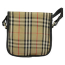Burberrys Nova Check Shoulder Bag Canvas Leather Beige Black Auth hk2348-2
