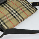 Burberrys Nova Check Shoulder Bag Canvas Leather Beige Black Auth hk2348-6