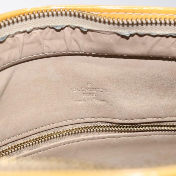 LOUIS VUITTON Monogram Vernis Houston Hand Bag Beige M91004 LV Auth hk2355