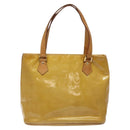 LOUIS VUITTON Monogram Vernis Houston Hand Bag Beige M91004 LV Auth hk2355-3