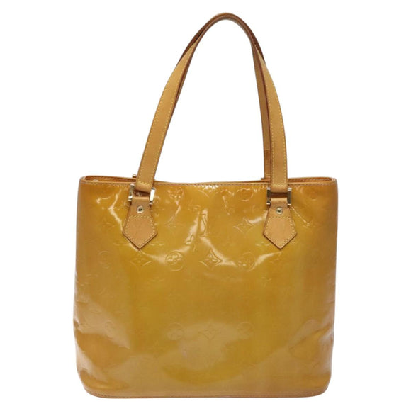 LOUIS VUITTON Monogram Vernis Houston Hand Bag Beige M91004 LV Auth hk2356