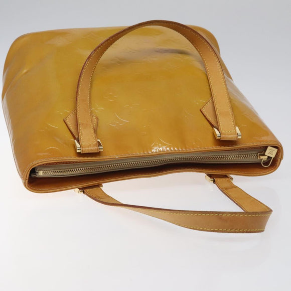 LOUIS VUITTON Monogram Vernis Houston Hand Bag Beige M91004 LV Auth hk2356