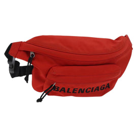 BALENCIAGA Wheel Waist bag Nylon Red 533009 Auth hk2377