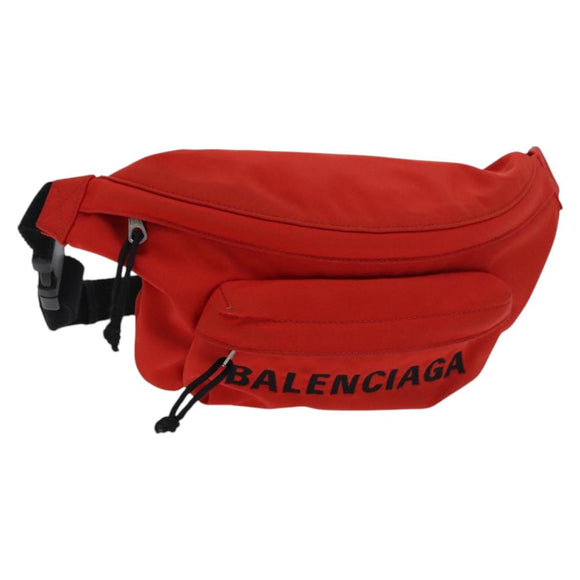 BALENCIAGA Wheel Waist bag Nylon Red 533009 Auth hk2377