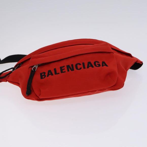 BALENCIAGA Wheel Waist bag Nylon Red 533009 Auth hk2377