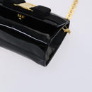 Salvatore Ferragamo Vala Chain Shoulder Bag Enamel Black Gold Auth hk2388-9