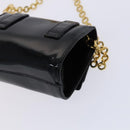 Salvatore Ferragamo Vala Chain Shoulder Bag Enamel Black Gold Auth hk2388-15
