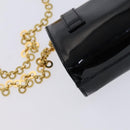 Salvatore Ferragamo Vala Chain Shoulder Bag Enamel Black Gold Auth hk2388-16