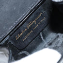 Salvatore Ferragamo Vala Chain Shoulder Bag Enamel Black Gold Auth hk2388-12
