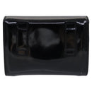 Salvatore Ferragamo Vala Chain Shoulder Bag Enamel Black Gold Auth hk2388-2