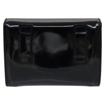 Salvatore Ferragamo Vala Chain Shoulder Bag Enamel Black Gold Auth hk2388 - 0