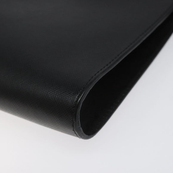 Salvatore Ferragamo Accessory Pouch Leather Black Gold Auth hk2391