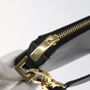 Salvatore Ferragamo Accessory Pouch Leather Black Gold Auth hk2391-10