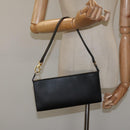 Salvatore Ferragamo Accessory Pouch Leather Black Gold Auth hk2391-20