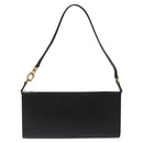 Salvatore Ferragamo Accessory Pouch Leather Black Gold Auth hk2391-13