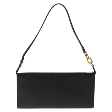 Salvatore Ferragamo Accessory Pouch Leather Black Gold Auth hk2391 - 0