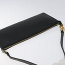 Salvatore Ferragamo Accessory Pouch Leather Black Gold Auth hk2391-6