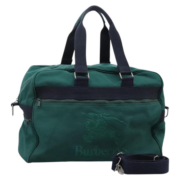 Burberrys Boston Bag Canvas 2way Green Auth hk2392