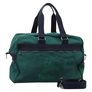 Burberrys Boston Bag Canvas 2way Green Auth hk2392