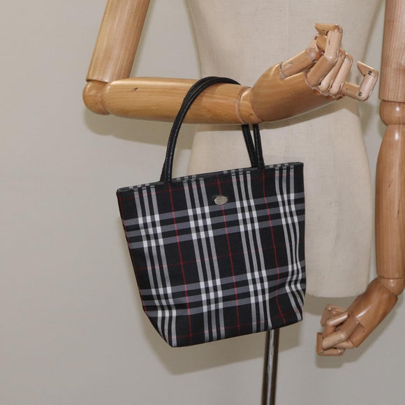 BURBERRY Nova Check Hand Bag Nylon Black Auth hk2393