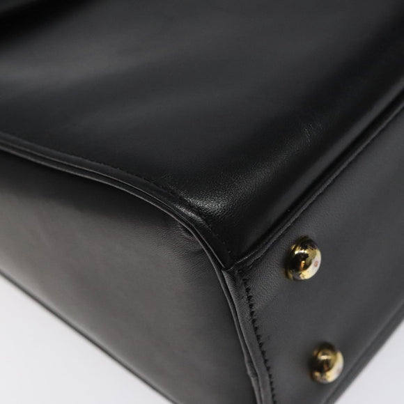 GIVENCHY Hand Bag Leather Black Auth hk2395