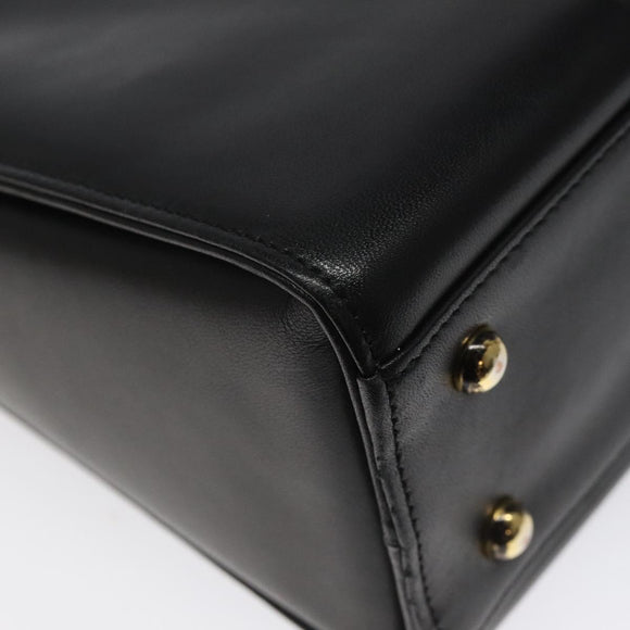 GIVENCHY Hand Bag Leather Black Auth hk2395