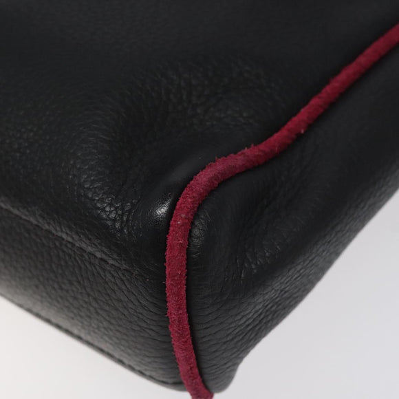 BVLGARI Hand Bag Leather Black Auth hk2396