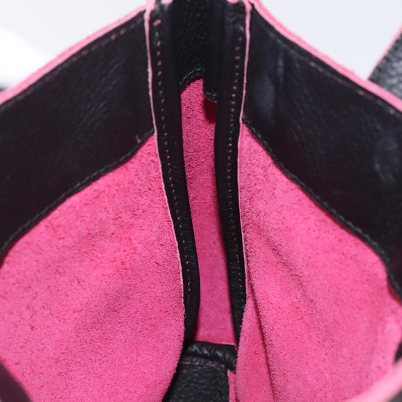 BVLGARI Hand Bag Leather Black Auth hk2396