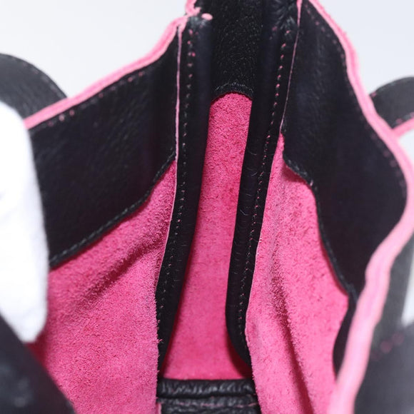 BVLGARI Hand Bag Leather Black Auth hk2396