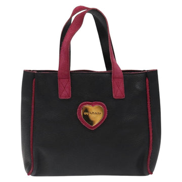 BVLGARI Hand Bag Leather Black Auth hk2396 - 0