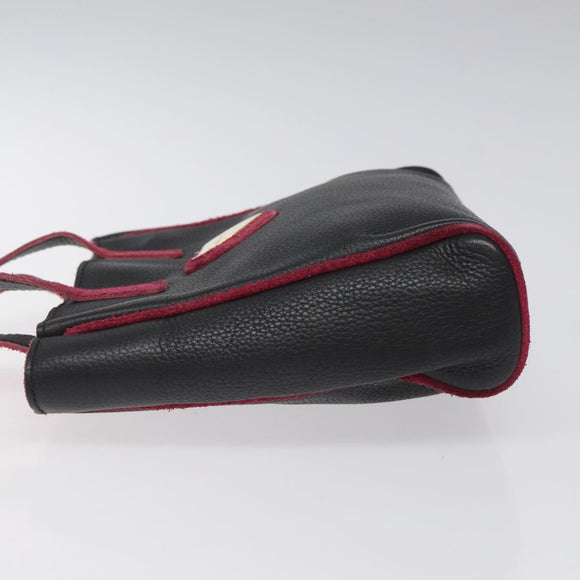 BVLGARI Hand Bag Leather Black Auth hk2396