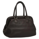FENDI Celeria Hand Bag Leather Brown Silver Auth hk2399-1