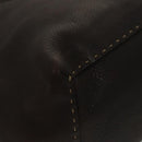 FENDI Celeria Hand Bag Leather Brown Silver Auth hk2399-9