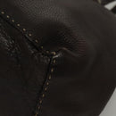 FENDI Celeria Hand Bag Leather Brown Silver Auth hk2399-14