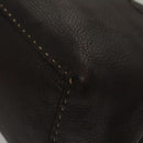 FENDI Celeria Hand Bag Leather Brown Silver Auth hk2399-16