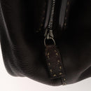 FENDI Celeria Hand Bag Leather Brown Silver Auth hk2399-10