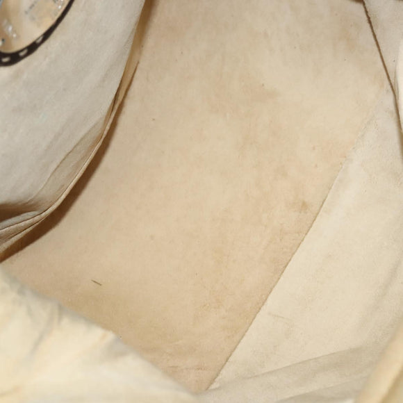 FENDI Celeria Hand Bag Leather Brown Silver Auth hk2399