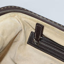 FENDI Celeria Hand Bag Leather Brown Silver Auth hk2399-19