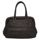 FENDI Celeria Hand Bag Leather Brown Silver Auth hk2399-13
