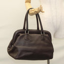 FENDI Celeria Hand Bag Leather Brown Silver Auth hk2399-21