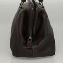 FENDI Celeria Hand Bag Leather Brown Silver Auth hk2399-4