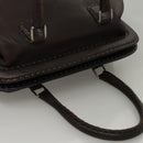 FENDI Celeria Hand Bag Leather Brown Silver Auth hk2399-6