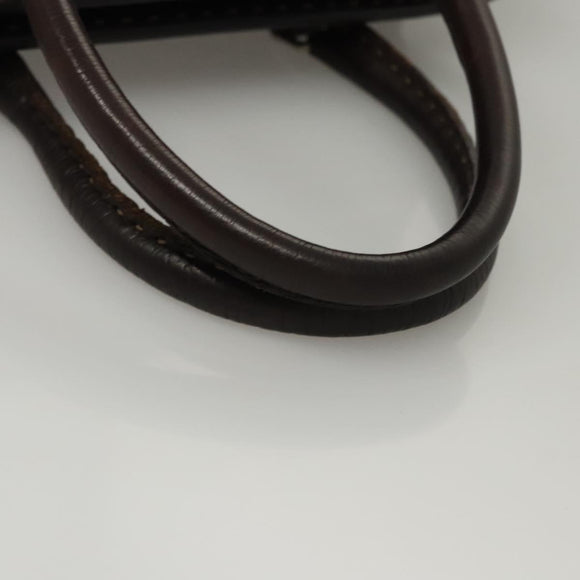 FENDI Celeria Hand Bag Leather Brown Silver Auth hk2399