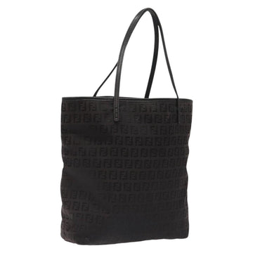 FENDI Zucchino Canvas Tote Bag Black Auth hk2404