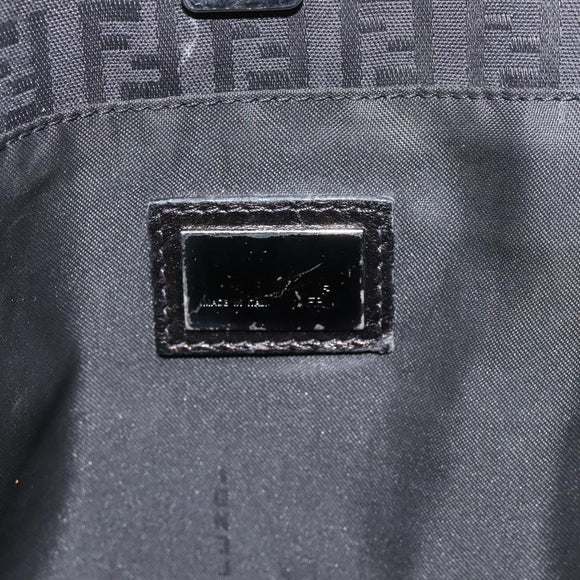 FENDI Zucchino Canvas Tote Bag Black Auth hk2404